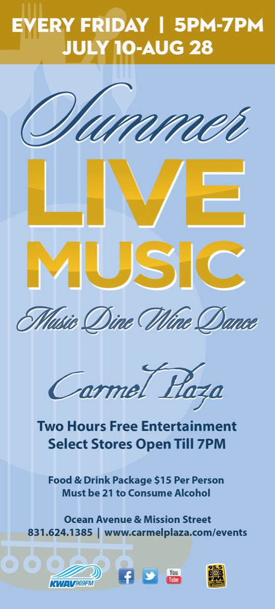 Carmel Plaza summer live music rack card