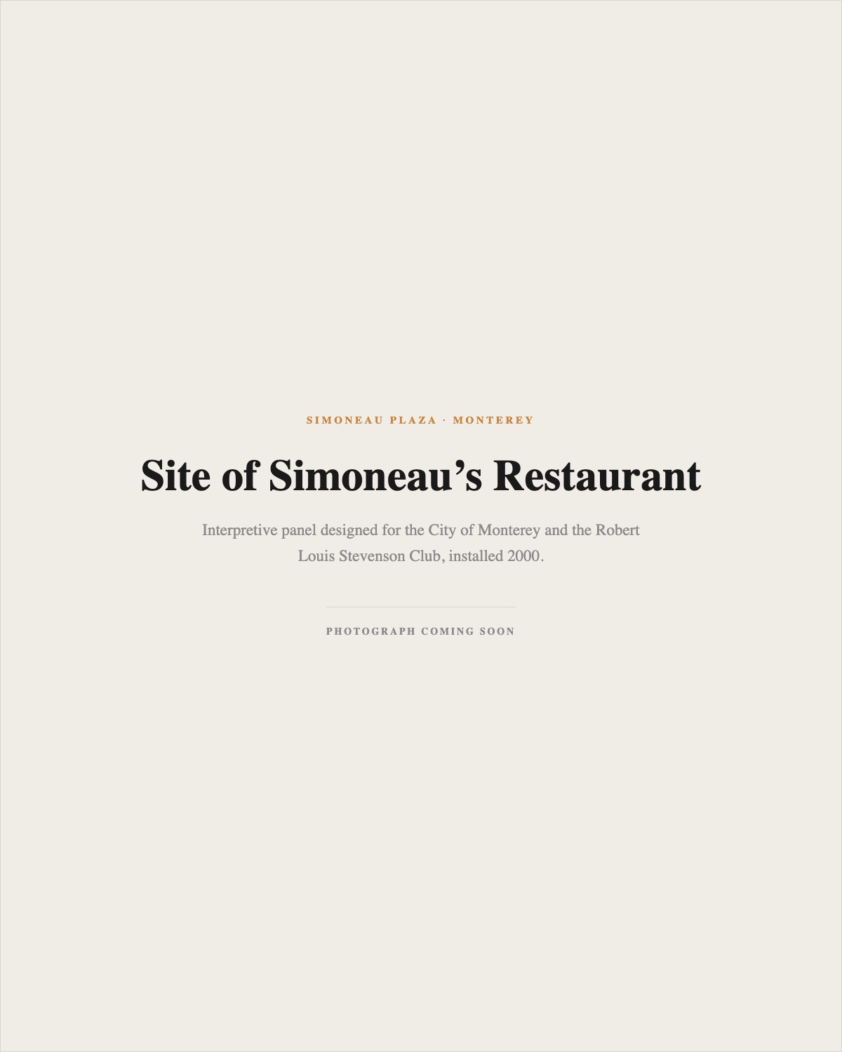 Simoneau Plaza interpretive marker, Monterey